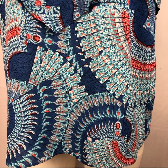 Abbeline Women’s Top Cold Shoulder spaghetti Straps Ruffle Paisley - Picture 6 of 9